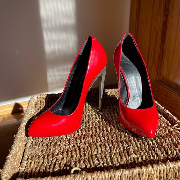 👠 Giuseppe Zanotti Red Patent Metal High Heels Stilettos Party Shoes - Picture 7 of 11
